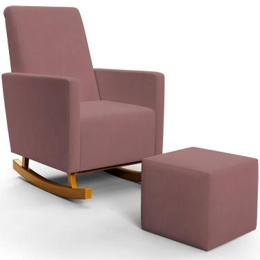 Imagem de Poltrona De Amamentação Com Balanço E Puff Ravena W01 Suede Rosê - Lyam Decor