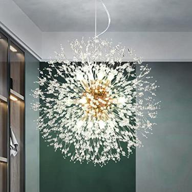 Imagem de zhllmq Lustre Moderno De Fogos Artifício, Dente-De-Leão, Sputnik, Cristal Dourado, Luminária Pendente Para Cozinha, Ilha, Sala Jantar, Quarto, Estar (Dourado, 12 Luzes)