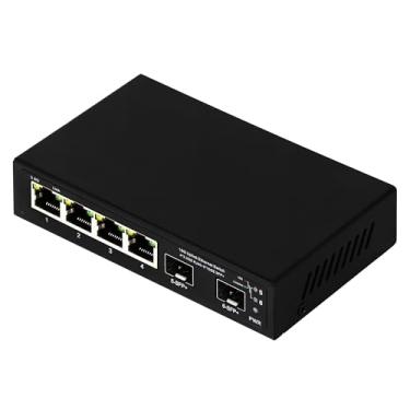 Imagem de OLYCOM Switch De Rede Não Gerenciado 2,5G 6 Portas, 4 Portas Base-T, 2 Fibras 10G Sfp+, Largura Banda 60 Gbps, Montagem Em Mesa/Parede, Compatível Com 100/1000/2500 Mbps, Caixa Plástico Preta