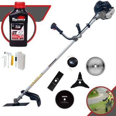 Imagem de Roçadeira Lateral Anmax CG430B À Gasolina 43cc 1,7HP 12.000rpm Com Carretel de Nylon + Kit 4 Lâminas de Corte + ÓLEO TOYAMA FG50 2 Tempos