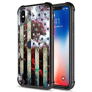 Imagem de CARLOCA Capa compatível com iPhone XR, bandeira dos EUA, Stardust para iPhone XR, capas para meninas e meninos, capa traseira rígida à prova de choque antiarranhões