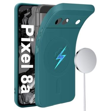 Imagem de Capa magnética para Google Pixel 8a, adequada para Mag-Safe, de silicone macio e fino para celular Google Pixel 8a Capa protetora com forro de microfibra de borracha gel para Pixel 8a 6,1 polegadas