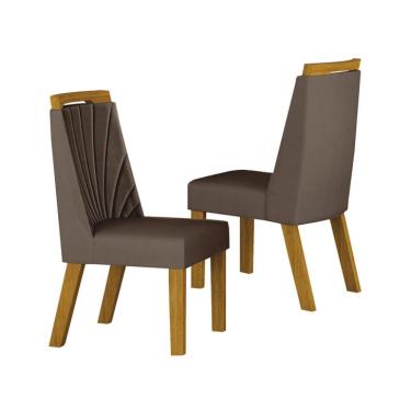 Imagem de Conjunto com 2 Cadeiras Liz Camurça Marrom e Freijó
