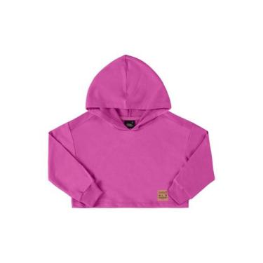 Imagem de Blusão Cropped Básico em Moletom Juvenil Gloss, Rosa pink, 18