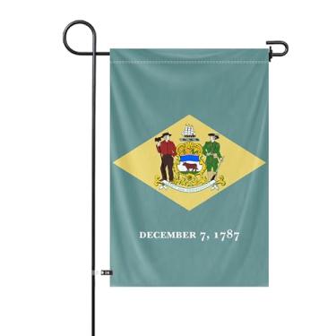 Imagem de Bandeira de jardim do estado de Delaware 30 x 45 cm bandeira vertical dupla face poliéster pequena bandeira patriótica celebração do estado festa decoração externa
