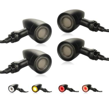 Imagem de LIUJJYH Luzes traseiras de LED universais para motocicleta, sinais de seta dianteiros, luzes traseiras de freio de bala, luz traseira compatível com Harley Yamaha, Honda, Kawasaki, Suzuki