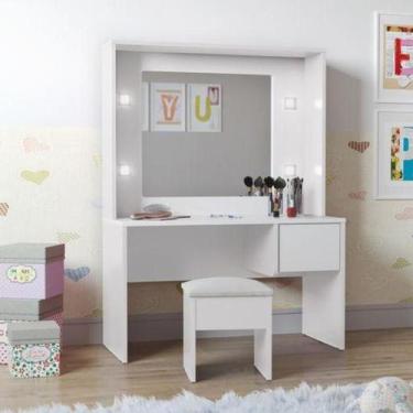 Imagem de Penteadeira Infantil Diana Led e Banqueta Branca Ofertamo