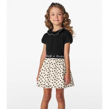 Imagem de Conjunto Blusa com Saia em Cotton Leve Trick Nick Preto, 6, Preto