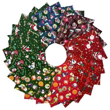 Imagem de Quadrados de tecido natalino de 12 x 12 cm - 42 peças 100% algodão pacote de berloques de colcha pré-cortada | Padrões de Natal para Quilting, Costura DIY Artesanato
