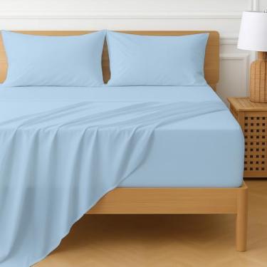 Imagem de Cottington Lane Jogo de cama King Size California com bolso extra profundo de 4 peças, lençóis de algodão egípcio de luxo de hotel com bolso profundo de 55 cm, ajuste seguro, respirável, durável