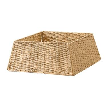 Imagem de oshhni Saia de árvore de Natal rústica, anel de árvore de Natal, capa inferior para shopping em casa, ano novo, Marrom Claro