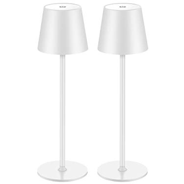 Imagem de BGFHome 2Pack Cordless Table Lamp LED Desk Lamp,5000mAh Rechargeable Touch Night Light Wireless Minimalist Design for Couple Dinner/Restaurant/Bedroom/Bars/Outdoor Party/Camping/Coffee Shop（White