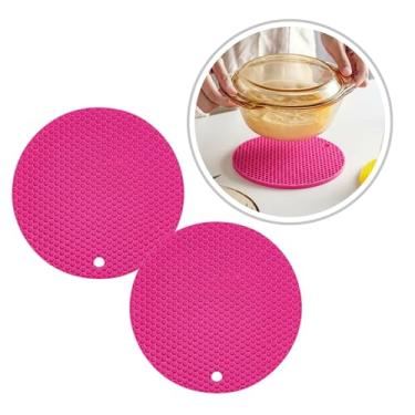 Imagem de Descanso de Panela Silicone Suporte Apoio Protetor Mesa Redondo Silicone Flexível 17cm (Pink, 2 Peças)