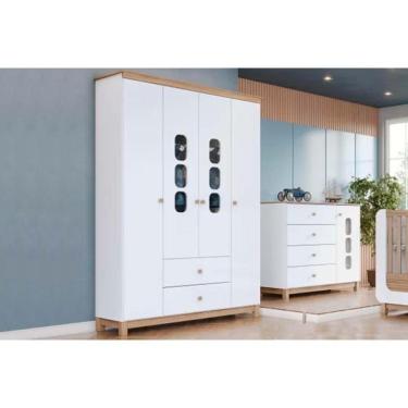 Imagem de Quarto De Bebê Completo Aconchego 2 Peças (1 Guarda Roupa + 1 Cômoda) Qi81 Branco-jequitiba - Henn