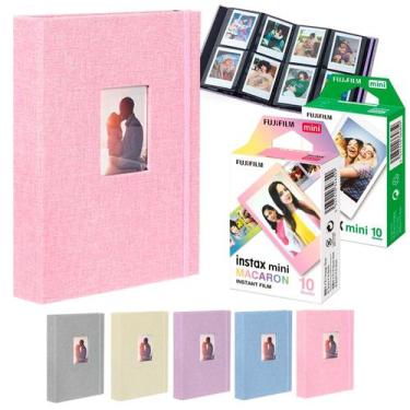 Imagem de Kit Albúm Rosa Para Fotos Instax + 20 Filmes Instax Mini Branco E Maca