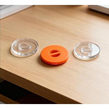 Imagem de 2 unidades de enrolador de cabo de dados giratório, caixa organizadora de cabos retrátil portátil com formato de círculo, pequeno retrator organizador de cabos compacto para carregador de cabos e