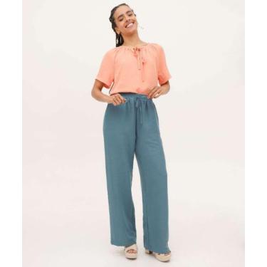 Imagem de Calça Pantalona Feminina Textura Marisa-55040, Verde, M