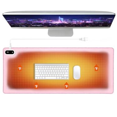 Imagem de Tapete de mesa aquecido, mouse pad aquecido - 80 x 33 cm, tapete de mesa aquecido, aquecedor de mesa com 5 níveis de calor e desligamento automático - ideal para escritório e casa (rosa)