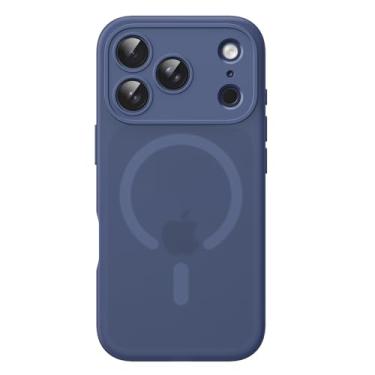 Imagem de JETech Capa Fosca para iPhone 17 Pro Max 6,9 Polegadas Compatível com MagSafe, Proteção Total da Lente da Câmera, Case Capinha Macia de TPU Fosco Translúcido, Anti-Impressão Digital (Azul-intenso)