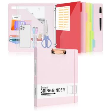 Imagem de Eyrozill Fichário de couro portfólio com prancheta, 5 folhas, divisórias de pastas, organizador profissional de 3 anéis de couro, 21 x 27 cm para negócios, entrevistas, armazenamento de currículo,