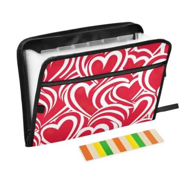 Imagem de Wassud Pasta organizadora de arquivos sanfonada em formato de coração com letras A4, pasta organizadora de documentos, pasta de arquivos expansível, 13 bolsos