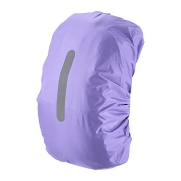 Imagem de PATIKIL Mochila impermeável 40-50L, capa de chuva antiderrapante, com alça refletiva vertical, permanece seca para caminhadas, acampamento, caça, M, roxo