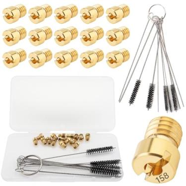 Imagem de Windance Kit de bocal de jato principal de carburador de latão 16 peças adequado para Nibbi Keihin Nibbi Keihin CVK PE PZ CV VB VD VE GY6 99101-393 99101-GHB-000 com escovas de agulhas de limpeza