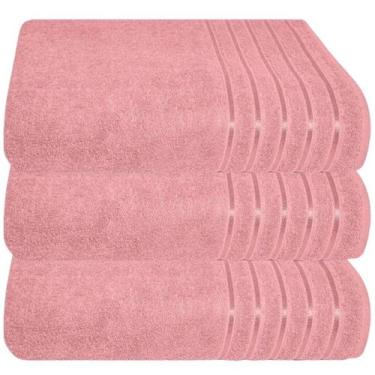 Imagem de Kit 3 Toalhas Banhão 100% Algodão 90x150 Cm Teka Comfort, Rosa