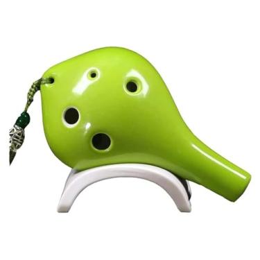 Imagem de WYNSJDBB ocarina 6 furos Ocarina Alto C Cerâmica Ocarina Instrumento Musical Adequado para Adultos e Crianças Treinamento Profissional Ocarina adultos crianças iniciantes, Verde