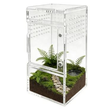 Imagem de Terrário Para Aranha Saltadora | Terrário Para Répteis Com Ventilação Clara - Com Tampa Deslizante E Recinto De Acrílico Para Aranhas | Para Tartarugas, Plantas, Geckos E Caranguejos