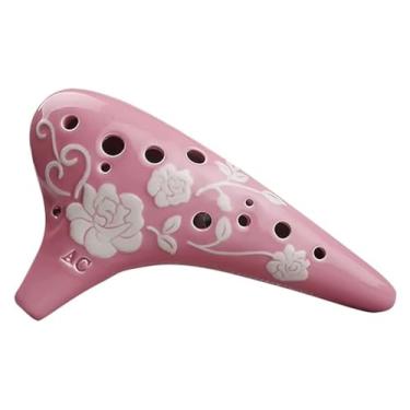Imagem de ocarinas Ocarina 12 furos Ac cerâmica ocarina com cordão para crianças iniciantes e músicos profissionais tocando instrumento piccolo (cor: rosa)