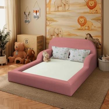 Imagem de Cama Colchão Casal Montessoriana Infantil Proteção Lateral Cor:rosa