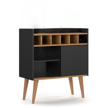 Imagem de Aparador Retrô Buffet Bar Adega Rubi Bar (FLORENÇA - PRETO/NATURE)