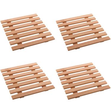 Imagem de Kit 4 Descanso de Panelas Bambu Moderno 17cm x 17cm Lyor