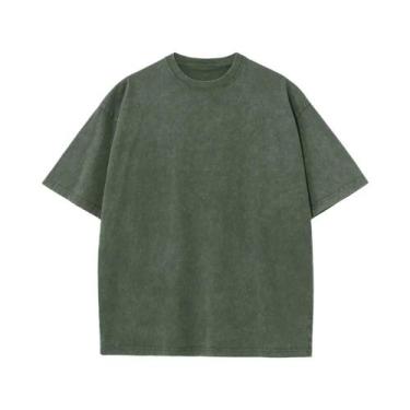 Imagem de Camiseta Masculina Oversized Vintage De Algodão Pesado Lavado Para O V