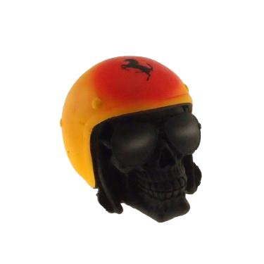 Imagem de Caveira Decorativa Resina Boné Ferrari Laranja 14x16x14Cm