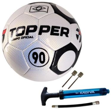 Imagem de KIT Bola De Futebol Campo Topper 90 Oficial Costurada à Mão Bomba De A