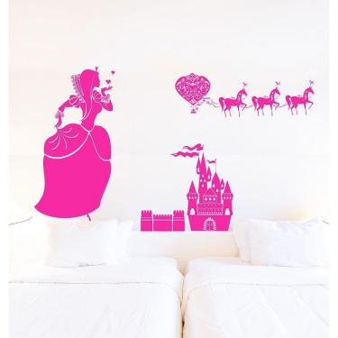 Imagem de Adesivo Decorativo De Sala Princesa, Carroça E Castelo