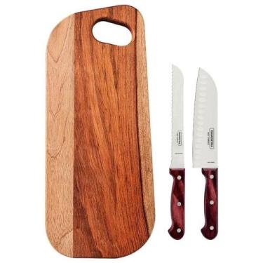 Imagem de Conjunto Para Frios Tramontina Polywood Aço Inox E Cabos De Madeira Ve