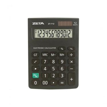 Imagem de Calculadora de Mesa Zeta ZT712 com Visor de 12 Dígitos para Uso Diário Preto