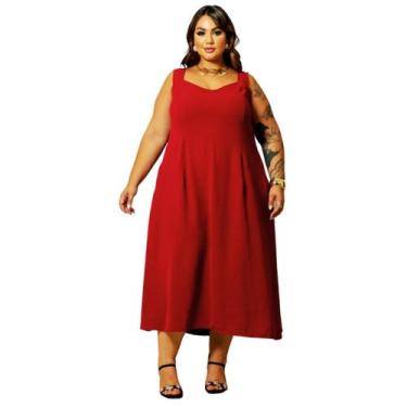 Imagem de Vestido Curvy Solto Largo Plus Size Midi Alça  - Lia Rosa, Marsala, GG