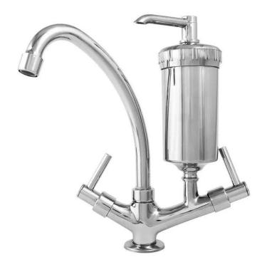 Imagem de Torneira Com Filtro Bica Movel Mesa Ou Bancada 1/4 De Volta