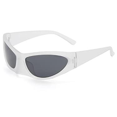 Imagem de Óculos de sol vintage olho de gato para mulheres Óculos de sol de condução cor doce masculino Chic tons de hip hop, cinza claro, tamanho único