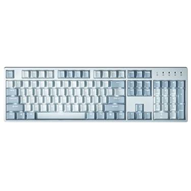 Imagem de Teclado mecânico de jogos com fio, tamanho completo 100% TKL PBT teclado de retroiluminamento branco iluminado blue-silver switch