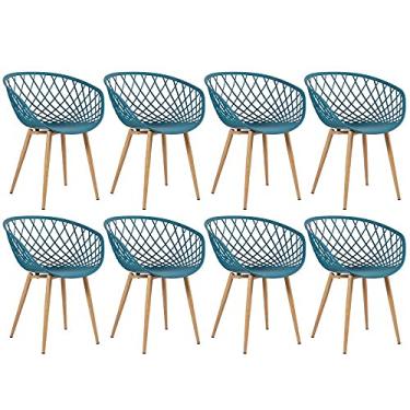 Imagem de Loft7 Home Decor, Kit 8 Cadeiras Clarice Nest Sidera com Apoio de Braços - Turquesa
