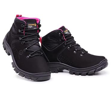 Imagem de Bota Masculina Feminina Coturno Arizon com CA em Couro Legítimo Palmilhas Gel Ortopédica com Selo de Segurança (Preta/Rosa, br_footwear_size_system, adult, numeric, numeric_37)