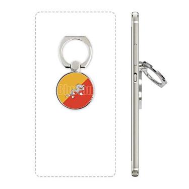 Imagem de Suporte de anel de telefone com nome da bandeira do Butão com laço ajustável