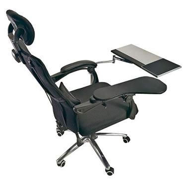 Imagem de Suporte de mouse para laptop, estação de trabalho, cadeira de videogame ou bandeja de teclado montada em barra redonda, plataforma de PC, apoio de braço, almofada de descanso de pulso ajustável de