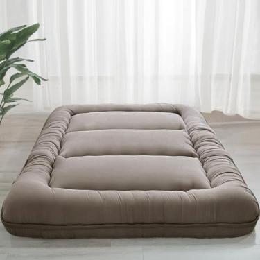 Imagem de MAXYOYO Colchão de chão japonês extra grosso de 15 cm, colchão de futon, colchão dobrável, tatami, colchão de chão para adultos, colchão de enrolar para hóspedes, cinza escuro, solteiro