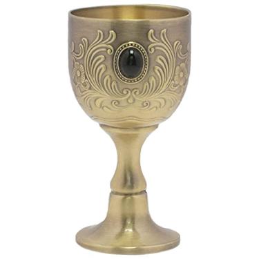Imagem de Taça cálice com pedras preciosas incrustadas em latão em relevo copo de licor copo cafetão tamanho pequeno 1,198 g (pedra preciosa)